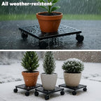 2-pack 13.5 Inches Square Metal Plant Caddy with Wheels Heavy Duty Large Rolling Plant Stand Indoor Outdoor Wheeled Planter Dolly Cart with Lockable Casters Flower Pot Mover Roller Trolley, Black - Image 7