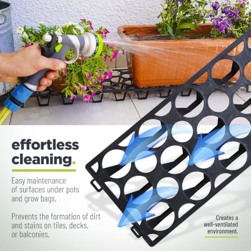 Plant Stand Outdoor – Plant Riser 5 Pack for Pots, Planters & Grow Bags | Heavy-Duty UV-Resistant Elevated Pot Stand for Drainage, Airflow, Root Health & Cleaner Patios – 19.7x7.5x2.4 in (Black) - Image 5