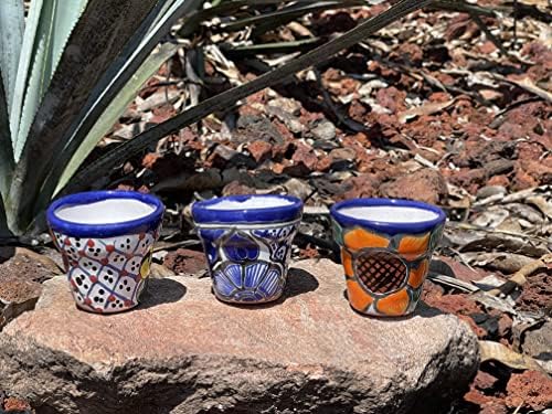 Talavera Hand-Painted Flower Pots (Set of 3) - 3" Garden Party Design - Authentic Mexican Pottery Planters for Succulents - Image 4
