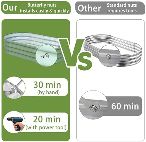 Gartist 2 Pack Raised Garden Bed Kits, 4x2x1FT Green Oval Galvanized Outdoor Planter Beds, Easy Assembly Metal Raised Bed for Vegetables, Flowers & Herbs - Image 4