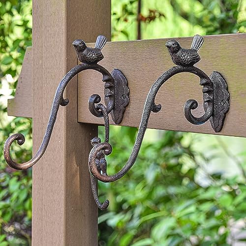 Sungmor Cast Iron Plant Hanger Wall Hooks - Bird Shape & Brown & 2PC - Image 3