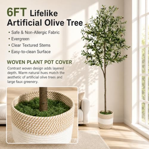 6FT Artificial Olive Tree,Olive Trees Artificial Indoor with Basket - Image 3
