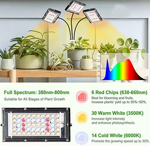LBW Grow Light with Stand, Tri-Head LED Grow Lights for Indoor Plants - Image 3