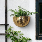 Allegorie Metal Wall Planter | Indoor or Outdoor Hanging Plant Pot | Farmhouse Decor & Boho Kitchen Decoration for Herbs & Succulents and Living wall 12x7 (Gold) - Image 6