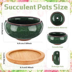 24 Pcs Small Succulent Pots with Drainage - 2.5 Inch Mini Ceramic Cactus Planters with Bamboo Saucers, 8 Colors Ice Crack Glaze Flower Pots for Plants, Home Office Desk Decor - Image 2