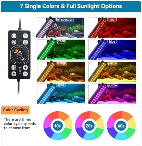 hygger Aquarium LED Light Fish Tank Full Spectrum Lighting with 24/7 Day-Night Cycle Mode & Auto On/Off Timer, 7 Colors Options, Dimmable, Extendable Bracket for 12~18inch Freshwater Plant Tank - Image 4