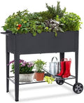 48.5*24.5*35.4in Raised Garden Bed, Raised Planter Box with Legs Outdoor Elevated Garden Bed On Wheels for Vegetables Flower Herb Patio （Black） by Unknown