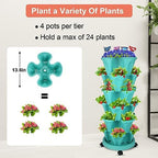 GameXcel Vertical Planter Tower - 6 Tier Stackable Garden Planters with Wheels and Garden Tool Set Plant Pots for Strawberry Herb Flower and Vegetable Indoor Outdoor Use Teal - Image 6