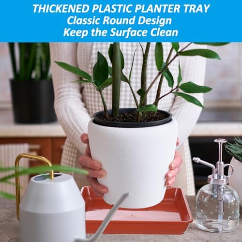 PATIKIL Plant Saucer Tray, 5 Pack 14 Inch Square Plant Saucer Heavy Planter Pot Saucers Large Deep Flower Planter Drip Tray for Indoor Outdoor Plants, Terracotta - Image 3