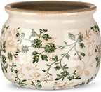 7.7" Large Ceramic Plant Pot Beige Green Jasmine Vine Crackle Glaze Rustic Flowers Pot Decorative Planter with Drainage for Indoor Outdoor Plants Home Kitchen Office Decor Gift by Unknown