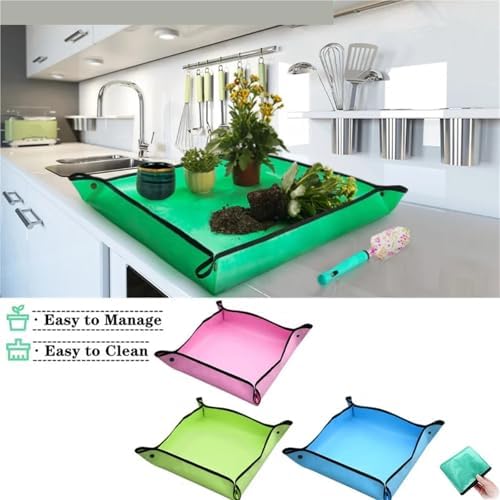 2 PCS Repotting Mat for Indoor Plant Transplanting Control Mess,Waterproof Succulent Pot Square Planting Tray Soil(Pink,75x75CM) - Image 3