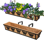 2-Pack 32IN Window Box Railing Hanging Planter Coco Liner Basket by TPHUC