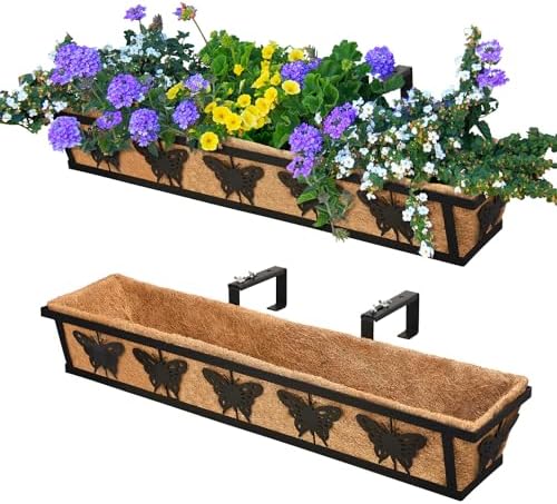 2-Pack 32IN Window Box Railing Hanging Planter Coco Liner Basket by TPHUC