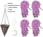 HyeFlora Artificial Fake Hanging Flowers with Basket for Outdoor Decoration,UV Resistant Faux Silk Daisy Flowers Light Fuchsia Orchid Vines in Planter Realistic Hanging Baskets for Home Porch Garden - Image 2