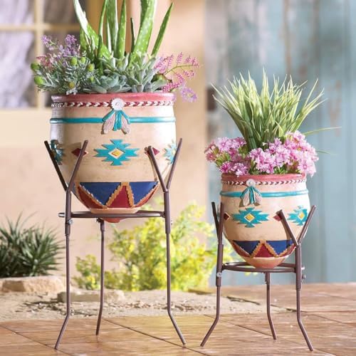 Collections Etc Southwest Garden Planters - Set of 2 NO Size - Image 3