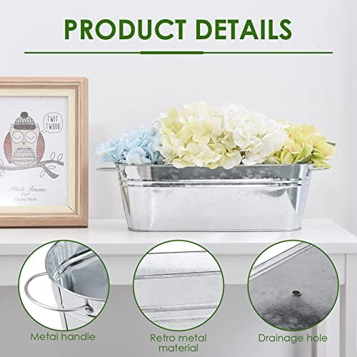 BestAlice 6 Pack Galvanized Planters for Outdoor Plants, Galvanized Oval Planters Tub Galvanized Buckets with Handles, Metal Pail Flower Pot Rustic Farmhouse Home Decor for Outdoor Party Events Gift - Image 3