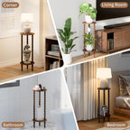 30" Tall Plant Stand Indoor, Round Rubber Wood Corner Plant Shelf Holder - Image 4
