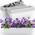 8 Pcs 24 Inch Window Planter Box, White Large Plastic Rectangle Flower Planter Boxes with Water Absorbing Net Indoor and Outdoor Flower Pots for Windowsill, Balcony, Patio, Porch by Tcevily