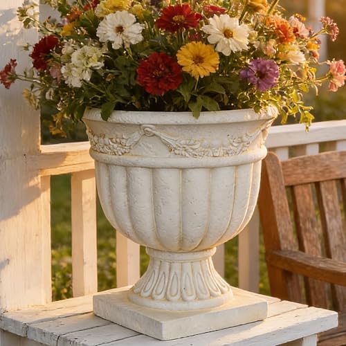 Vintage Grapevine Carved Outdoor Planters Patio Urn White Flower Urn Resin - Image 6