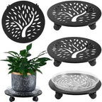 3 Packs Metal Plant Caddy with Wheels 12" Large Rolling Plant Stands Wheeled Plant Dolly Heavy-Duty Flower Pot Roller Base Movers, Black by DEELF+OUTLET