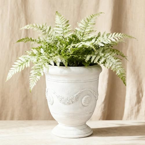 Urn Planter, 16.5 Inch Large White Garden Plant Pots - Image 7