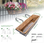 hehimhis 24 Inch 2 Pack Railing Planter Box with Adjustable Bracket,Window Planter Boxes Outdoor for Porch,Balcony Planters Railing Hanging,Fence,Patio Hanging Planters for Garden - Image 4