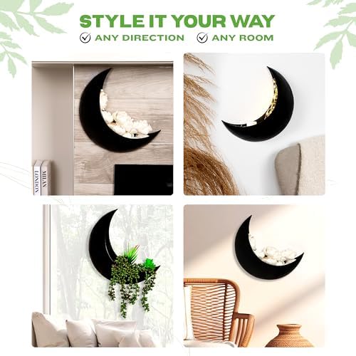 Wall Planter - Window Planter - 14Pcs Artificial Succulents - Hanging Moon Planter - Boho Hanging Planters for Indoor Plants, Air Plant, Cactus, Faux, Unique Gifts for Women, Birthdays, Plant Lovers - Image 4