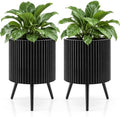 GIANTEX Plant Pot with Stand Set of 2, 20" & 18" Metal Plant Stand by Giantex