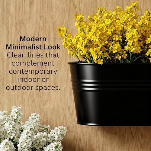 LaLaGreen Modern Wall Planter (9.8 in, 8 Pack) Black Metal Plant Shelf - Image 6