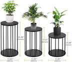 Plant Stand Indoor,small plant stool,Flower Pot Corner stand holder,Mid Century Heavy Duty Metal Tall Home Decor,Modern Round End Table,Small Rustic Display Stand for Living Room,Bedroom(Black,3 Packs) - Image 4