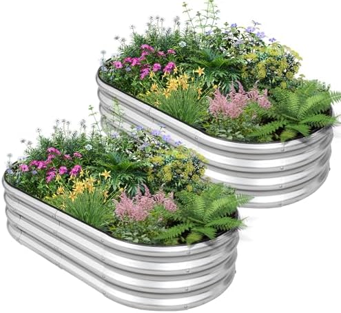 Galvanized Raised Garden Bed, 4x2x1ft, 2 Pack, Silver by BIRDSINYARD
