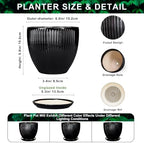 6 Inch Ceramic Planter, Indoor Plant Pots with Saucer, Black - Image 2