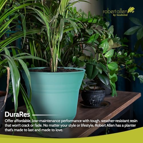 Headwind Traverse Planters – 14" 2 Pack Plastic Plant Pot in Surf Light Blue - Indoor & Outdoor Pots for Plants with Drainage - Decorative Plant Pot, Flower Pots Outdoor for Garden by Robert Allen - Image 4