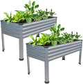 2PCS 48×24×30in Galvanized Raised Garden Bed,Metal Elevated Planter Box with Legs for Patio,Balcony,Backyard,300lb Capacity,Silver by Easllre