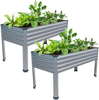 2PCS 48×24×30in Galvanized Raised Garden Bed,Metal Elevated Planter Box with Legs for Patio,Balcony,Backyard,300lb Capacity,Silver by Easllre