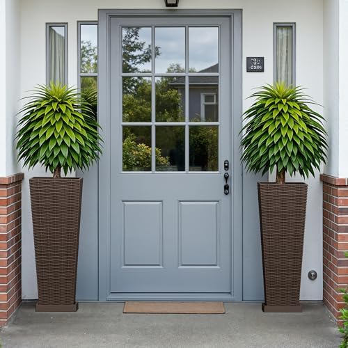 Devoko Resin 23.6'' Tall Planters, Large Taper Outdoor Planter - Image 6