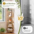 Corner Shelf, 5 Tier Bamboo Corner Bookshelf, 54" Tall Narrow Bookcase, Plant Stand, Corner Display Rack, Shower Caddy, Display Standing Shelf Organizer for Bedroom, Living Room, Kitchen, Apartment - Image 6