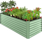 Best Choice Products 8x4x2ft Outdoor Metal Raised Garden Bed, Deep Root Planter Box for Vegetables, Herbs & Flowers, 478-Gallon Capacity, 100% Non Toxic Materials - Sage Green by BestChoiceProducts