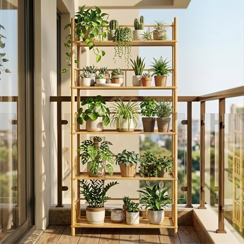 5‑Tier Expandable Bamboo Open Bookcase,Wooden Bookshelf,Natural - Image 5