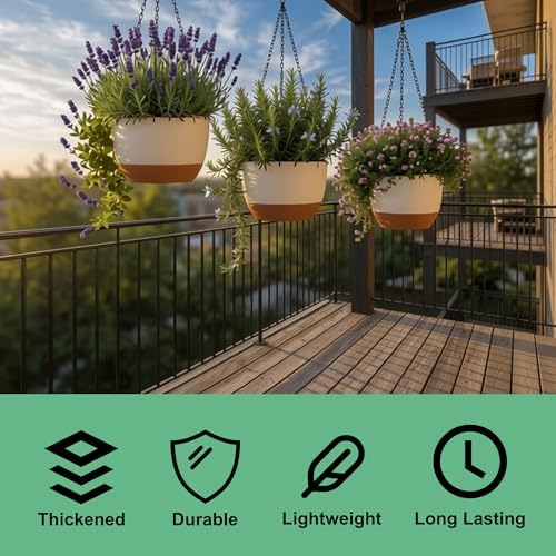 FUSHITON 3 Pack Self-Watering Hanging Planters for Indoor Outdoor - Image 4