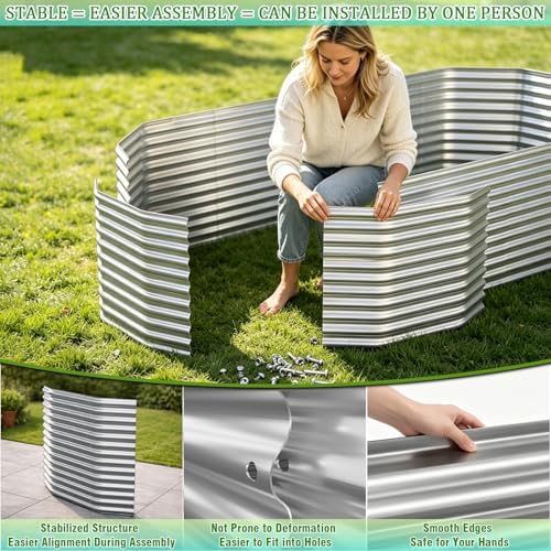 Raised Garden Bed Outdoor Upgrade Oval 2 Pack Tall 8x4FT, Galvanized Metal Garden Beds to Grow More in the Same Space, Raised Beds for Gardening Vegetables & Flowers Reinforced Design - Image 4