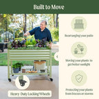 Vego garden Rolling Elevated Raised Garden Bed, 2' x 6' Outdoor Planters Boxes with Legs & Storage Rack for Patio, 1000 Lbs Weight Capacity, Raised Beds for Gardening, Olive Green - Image 4