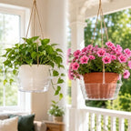 25 PCS Hanging Basket Saucers for Plants – Clear 6-12 Inch Plastic Watering Tray with Hooks, Anti-Leak Drip Pan & Water Catcher for Indoor & Outdoor Hanging Baskets (12 in,20PCS) - Image 2