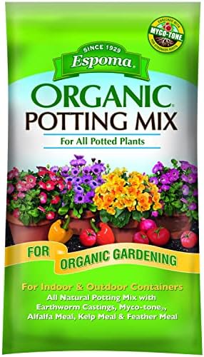 Espoma Organic Potting Soil Mix - All Natural Potting Mix for All Indoor & Outdoor Containers Including Herbs & Vegetables. for Organic Gardening, 1 Cubic Foot. Bag. Pack of 1 by Espoma