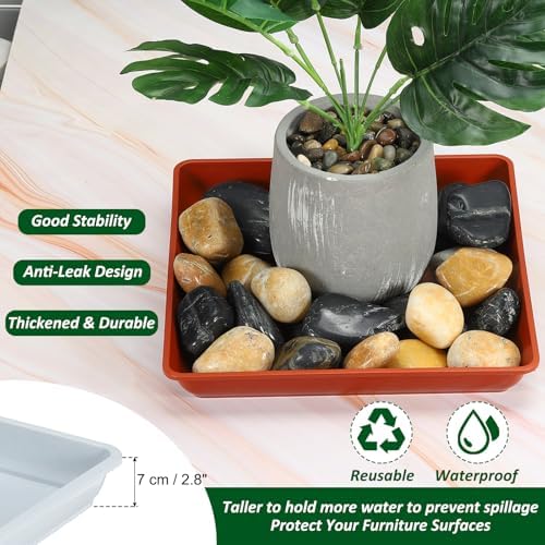PATIKIL 21 Inch Plant Saucer Tray, 2 Pack PP Plastic Square Plant Saucer Flower Planter Drip Tray for Indoors Outdoors Patio Balcony, White - Image 4