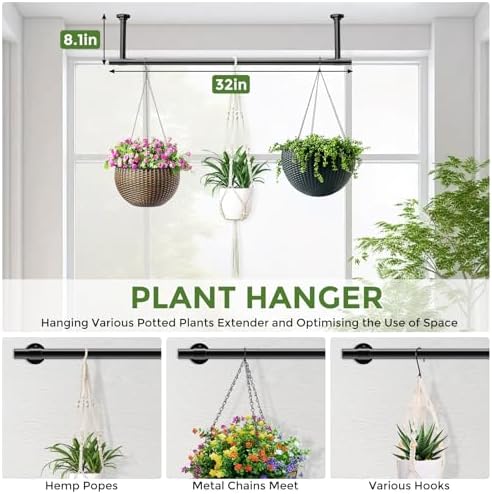 2 Pack Window Plant Hanger Indoor, 32 Inch Heavy Duty Plant Hanging Rod - Image 6