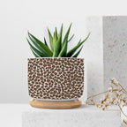 Leopard Brown Dot Planters Ceramic African Tribal Animal Print Round Flower Pot with Drainage Holes and Bamboo Tray Pot for Succulents Cactus Garden Windowsill - Image 7