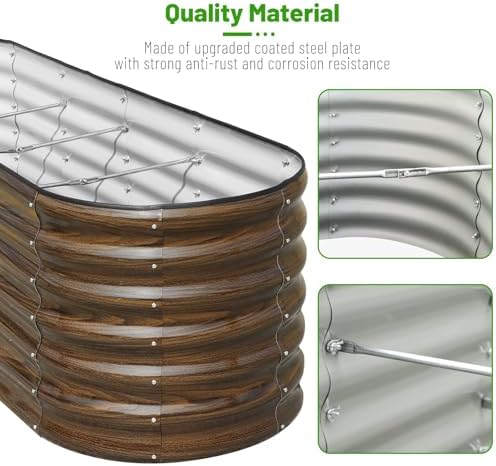 SnugNiture 2-Pack Galvanized Steel Raised Garden Bed Kit - 8x2x2 ft Metal Planter Boxes for Vegetables, Flowers, Herbs | Easy Assembly, Open Bottom Design, Brown - Image 7