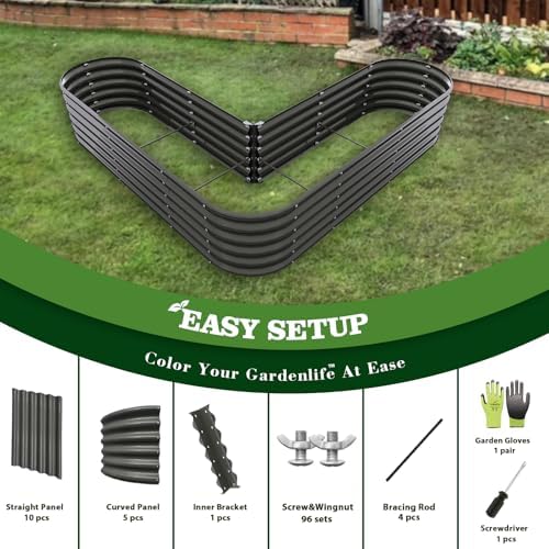 Anleolife 2-Bed 81x81x18in Heart-Shaped Raised Garden Beds, Quartz Grey - Image 6