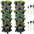 GameXcel Vertical Planter Tower - 7 Tier Stackable Garden Planters with Wheels and Tools Plant Pots for Strawberry Herb Flower and Vegetable Indoor Outdoor Use Dark Gray 2 Pack by GameXcel